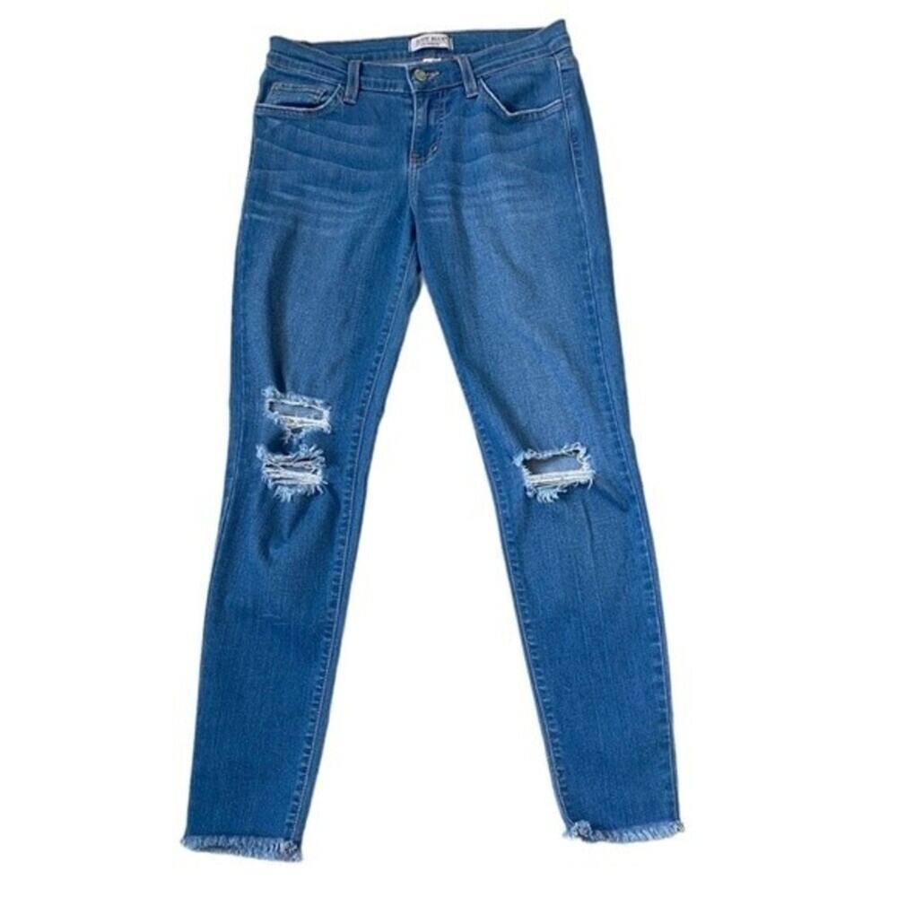 Judy Blue Jeans Skinny Fit Distressed Raw Hem Medium Wash Denim Size 5 / Size 27